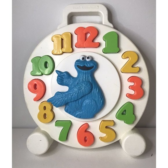 Vintage COOKIE MONSTER 1982 Muppets  Puzzle Teaching Time Clock - Picture 1 of 7